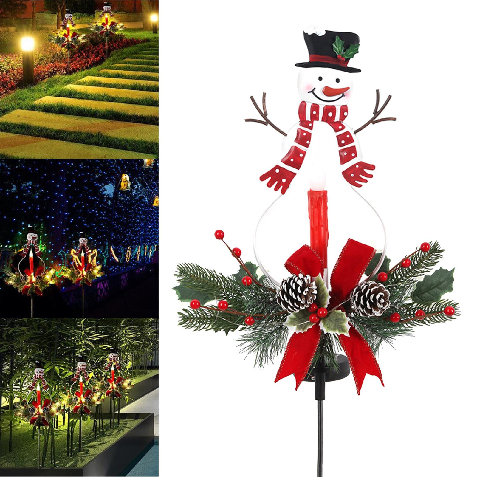 Solar Snowman Lamp Candle Ground Transparent Ornament for Walkway Sidewalk