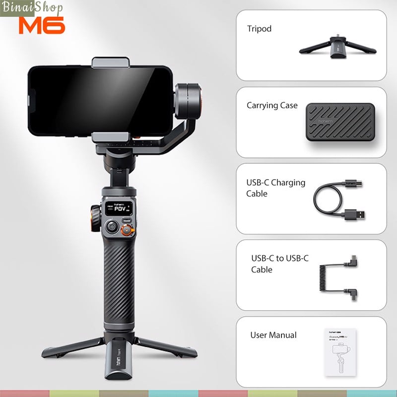 Hohem Isteady M6 / M6 KIT - Gimbal Chống Rung Cho Smartphone, Tích Hợp Cảm Biến AI, Tải Trọng 400g - Hàng chính hãng