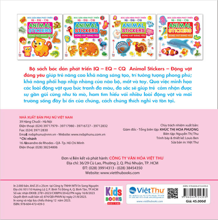 Sách ANIMAL STICKER - Động vật đáng yêu - Bóc dán hình phát triển IQ-EQ-CQ