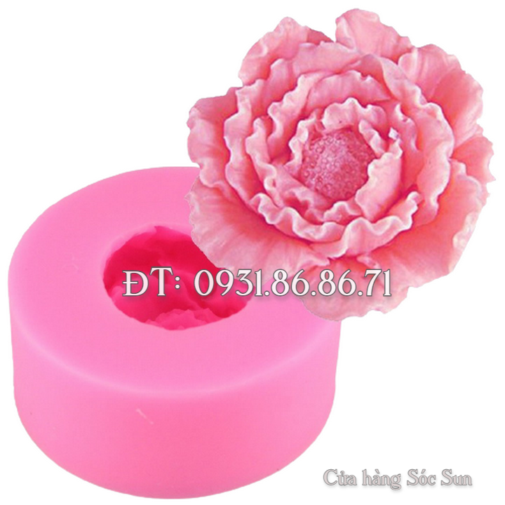 Bộ 3 khuôn silicon hoa mẫu đơn, hoa hồng và lá - Mã số 1160