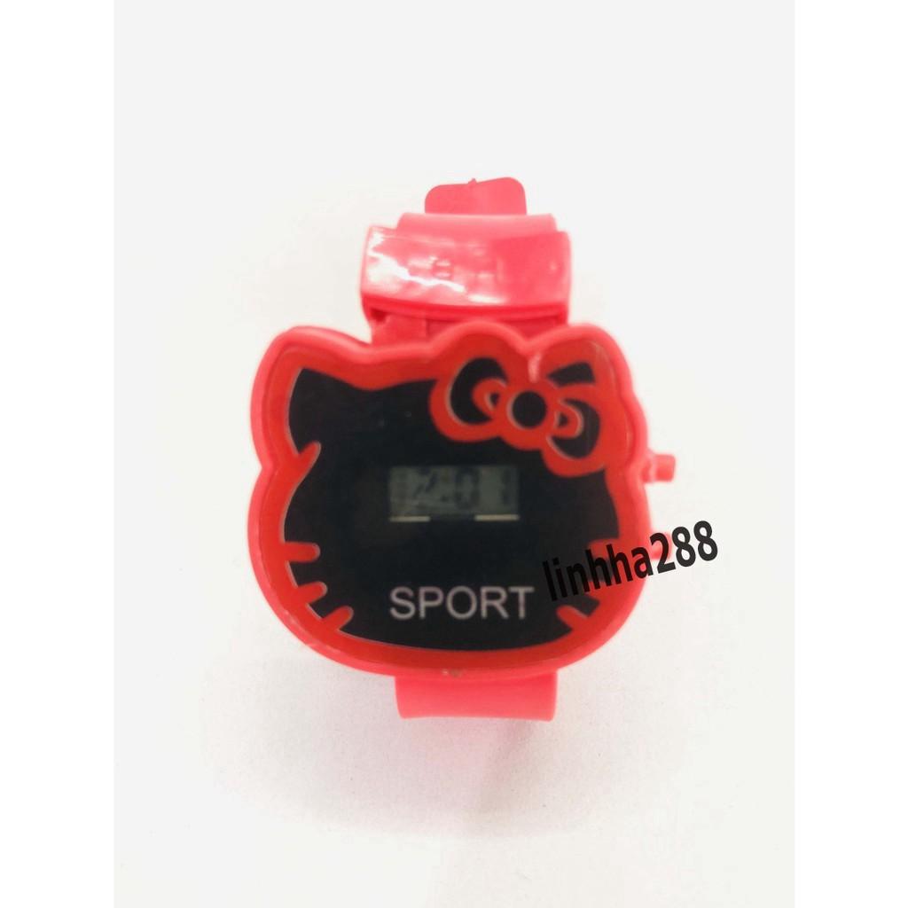Đồng hồ phối mặt hình mèo Kitty chống thấm nước xinh xẻo cho bé gái