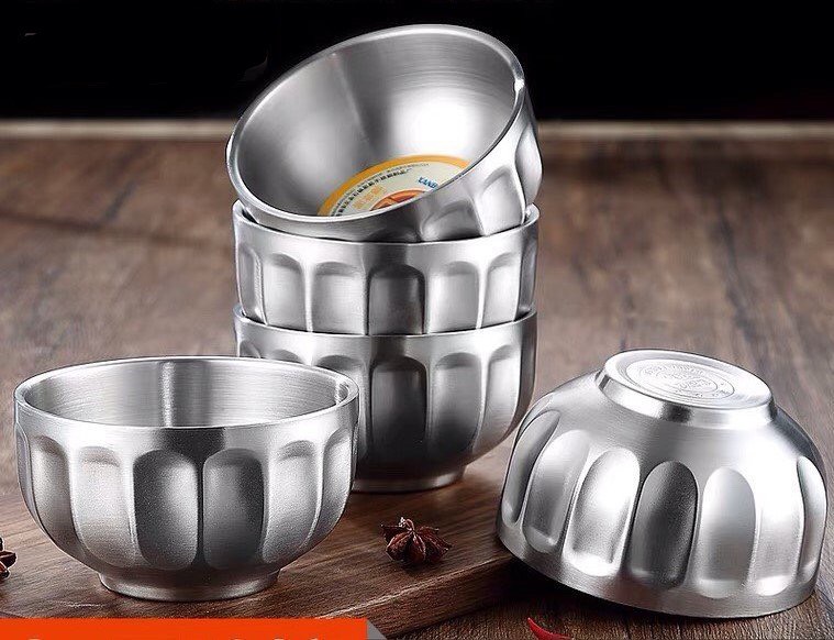 [HÀNG CAO CÂP]  Bát inox 304 2 lớp cách nhiệt, tô inox 2 lớp chống nóng, tô inox ăn cơm cho bé mầm non