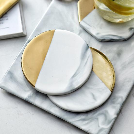 Bộ 4 miếng lót ly đá Marble Cup Mat Luxury Phong cách Quý Tộc Emily