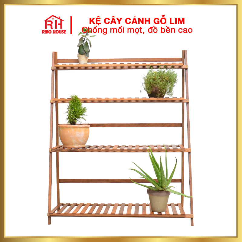 Kệ cây cảnh gỗ Lim đa năng chống mốc gấp gọn RIBO HOUSE chống mối mọt độ bền cao, để được nhiều đồ vật khác RIBO67