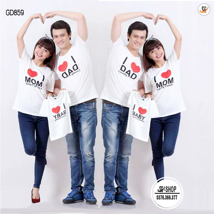 Đồng phục gia đình Áo thun gia đình 3/4/5 người giá rẻ - Màu trắng GD859T | SGSHOP