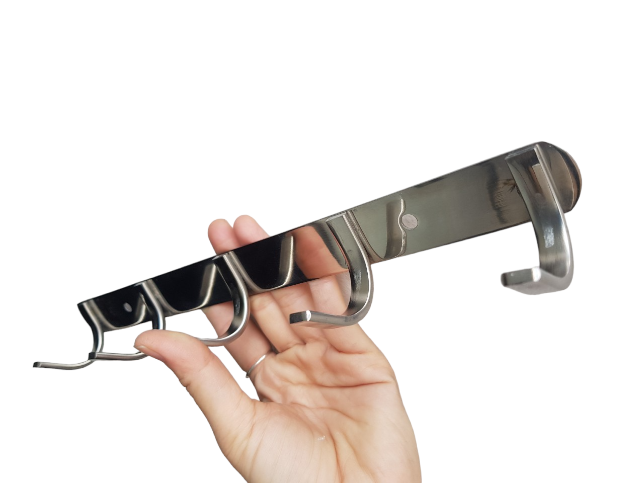 Móc treo quần áo dẹp 5 thanh móc dày 4ly inox chắc chắn kèm ốc vít