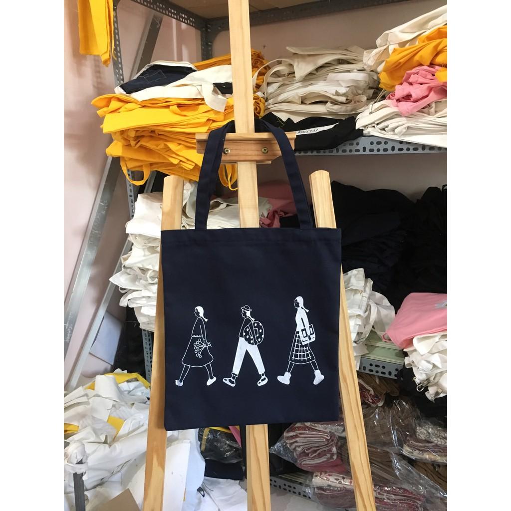 Túi tote vải mềm nữ in hình 3 người