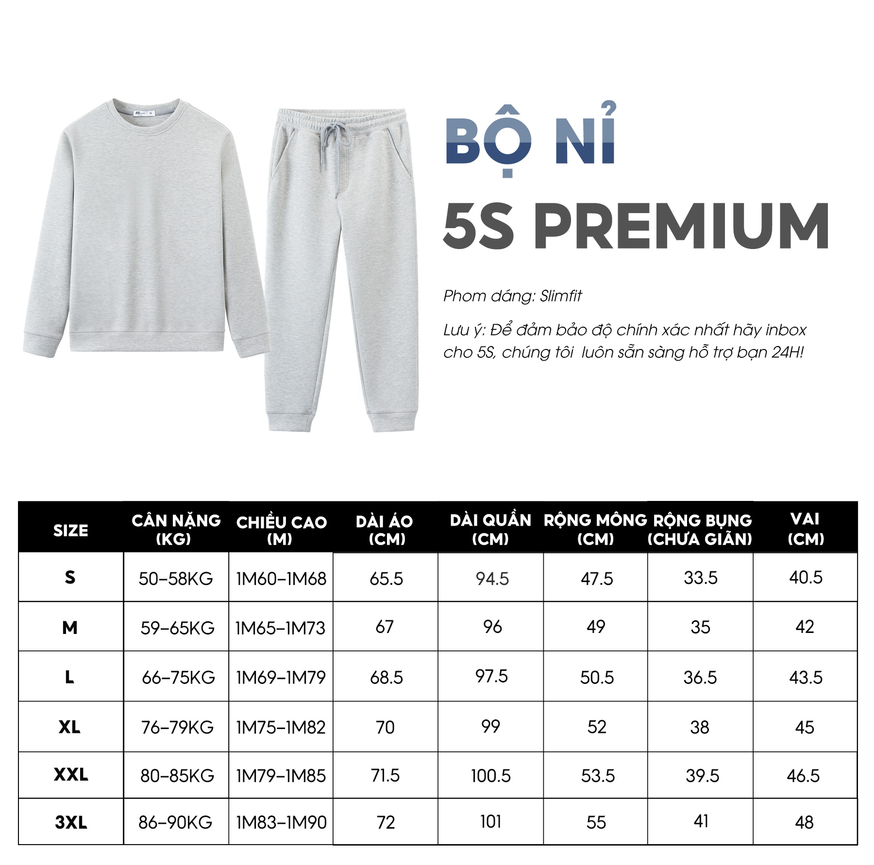 Bộ Quần Áo Nam Dài Tay 5S FASHION (4 Màu), Chất Nỉ Cotton Dày Dặn, Phom Slimfit, Trơn Basic, Màu Sắc Dễ Mặc (BNI23400)