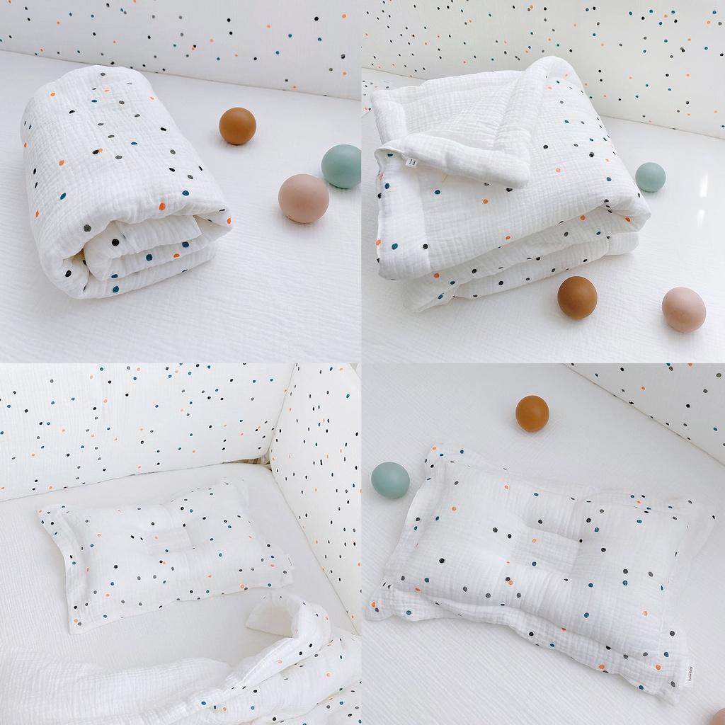 Combo quây, chăn ga & gối vải RUNA KIDS - Chất liệu Cotton Organic cao cấp, mềm mịn, siêu thoáng khí cho bé