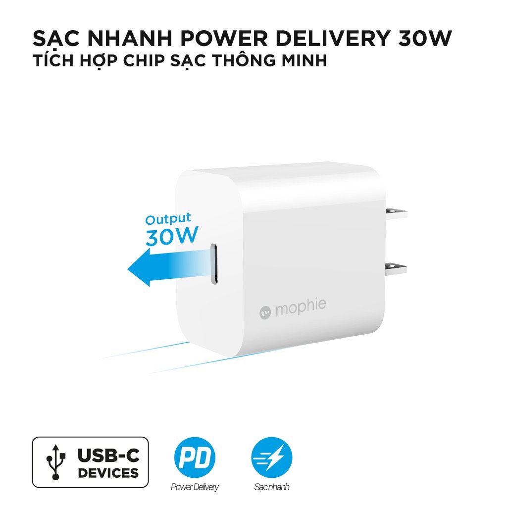 Hình ảnh Combo Sạc Nhanh Mophie Power Delivery 30W USB-C - Công Nghệ GaN - Hàng Chính Hãng