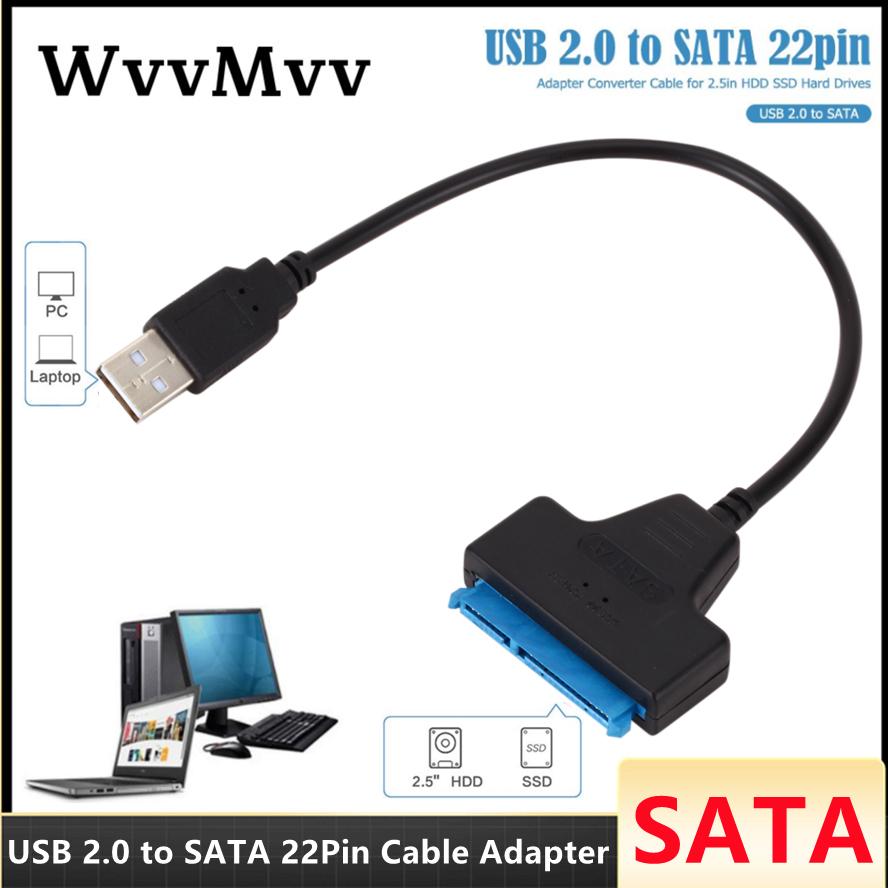 USB 2.0 đến SATA 22pin Bộ chuyển đổi bộ chuyển đổi dây HDD SSD Kết nối dây dây cho ổ đĩa cứng 2.5 in