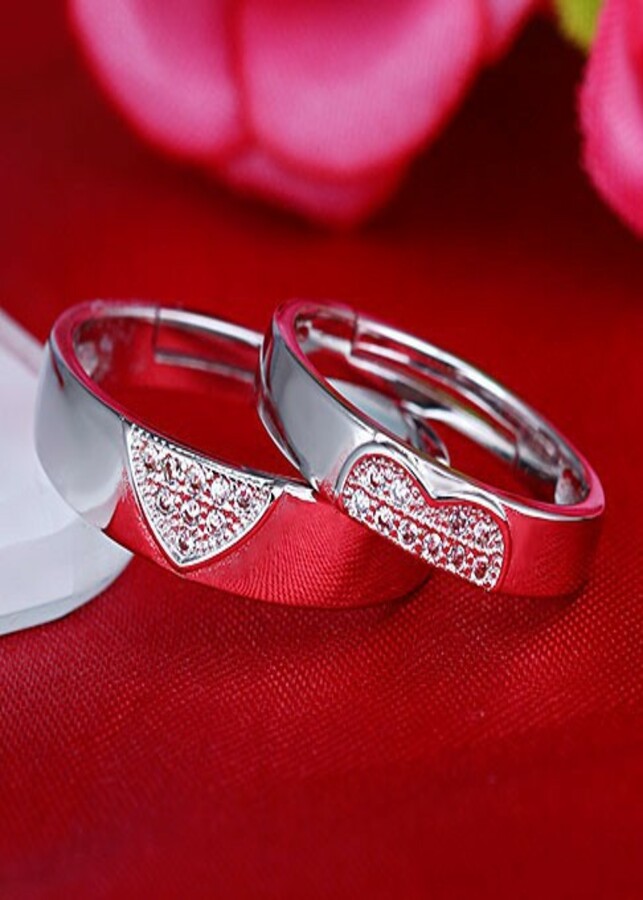 Nhẫn cặp nhẫn đôi hình nửa trái tim xinh xắn NC01