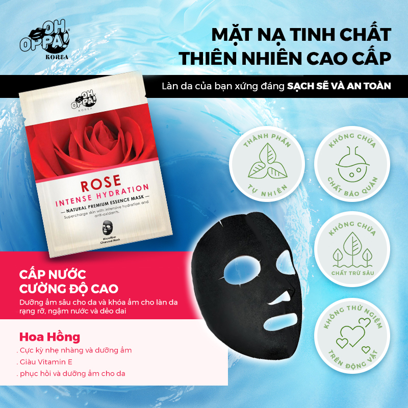 Combo 10 Gói Mặt Nạ Cao Cấp Hàn Quốc Oh Oppa Chiết Xuất Hoa Hồng, Cấp Ẩm Cho Làn Da Thêm Mượt Mà, Mềm Mại, Ngậm Nước, Săn Chắc Đàn Hồi