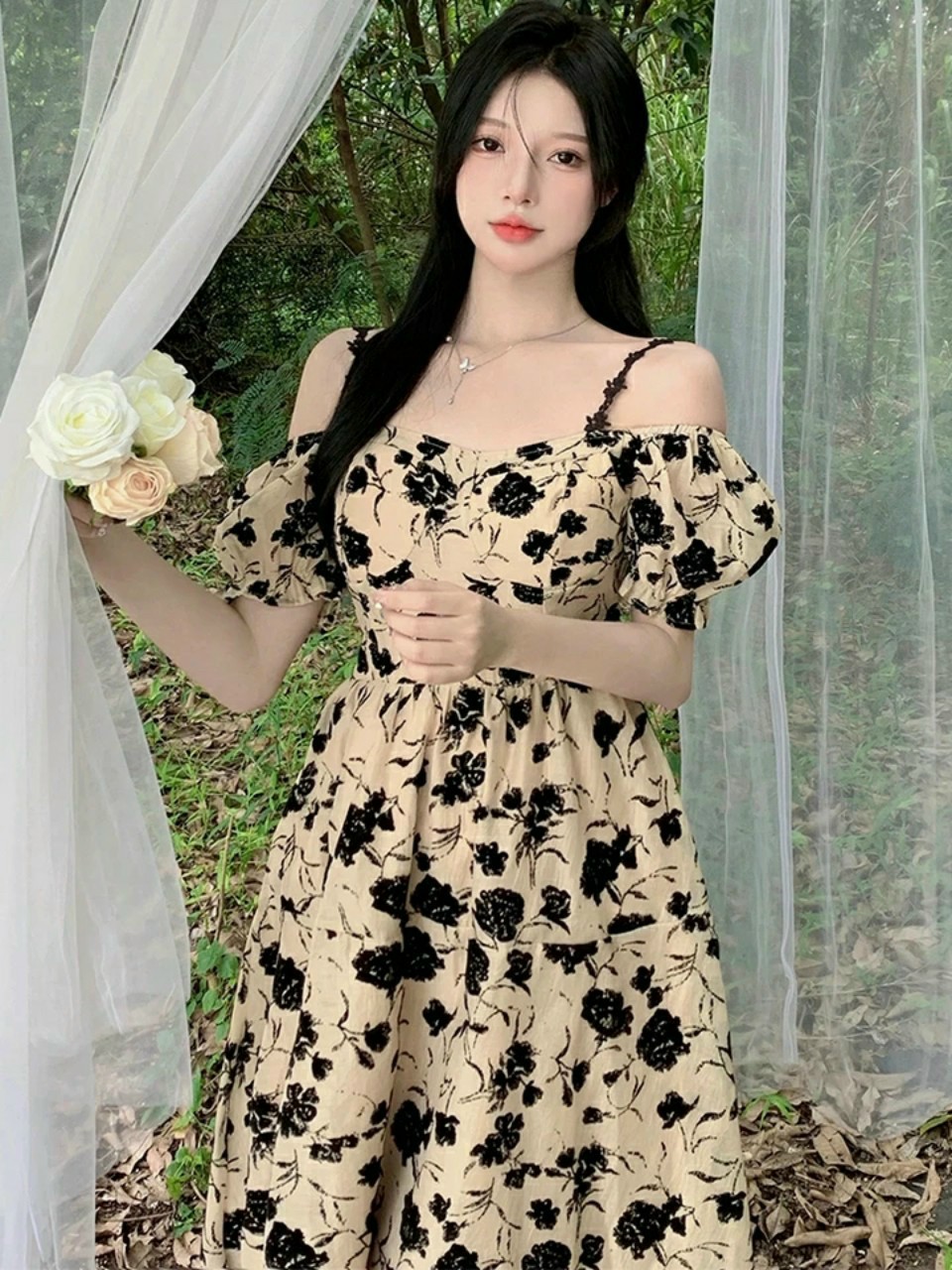 ĐẦM XÒE CÚP NGỰC TAY PHỒNG MẶC ĐƯỢC HAI KIỂU THIẾT KẾ TRẺ TRUNG QUYẾN RŨ
