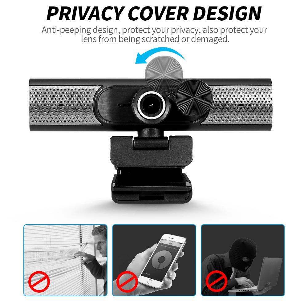 1080P HD Webcam Full HD 1080P Camera Manually Focus Built-in Microphone Built-in Speakers Plug and Play for Online Class