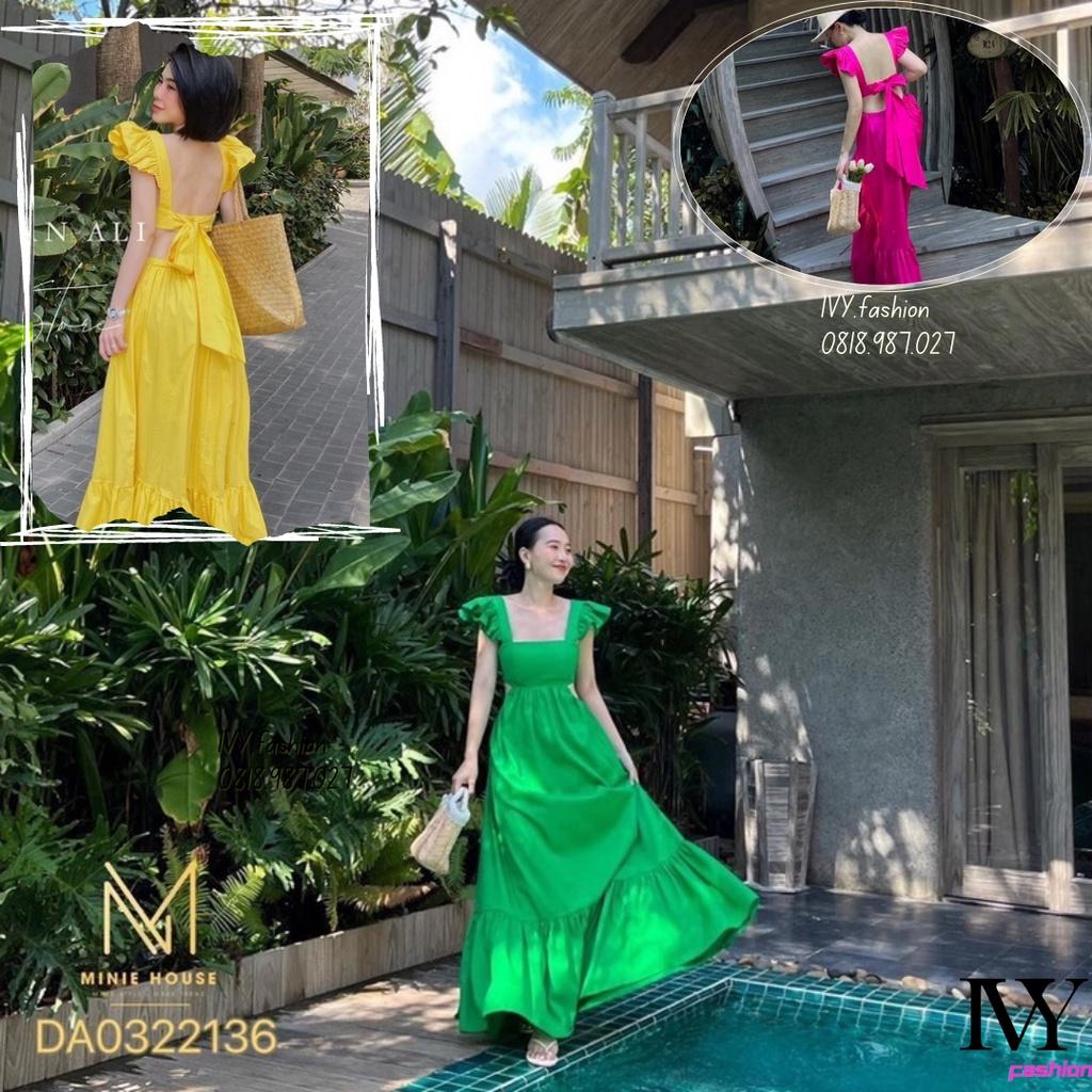 Đầm váy Maxi Tuyết thái mút ngực hở lưng vàng xanh hồng trắng bèo Ivy fashion đi biển dự tiệc dạo phố bigsize gợi cảm