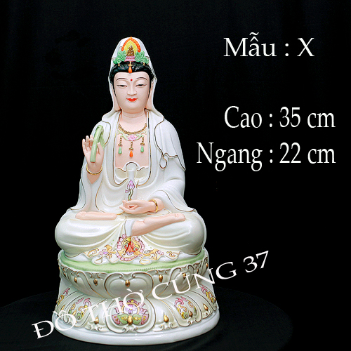 [ Cao 35 cm ] TƯỢNG  QUAN ÂM MEN SỨ CAO CẤP [ MẪU 3 M ]