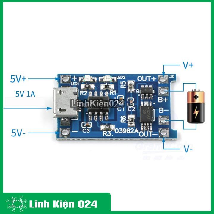 MODULE SẠC PIN TP4056 1A MICRO V2 - IC BẢO VỆ QUÁ DÒNG - QUÁ ÁP