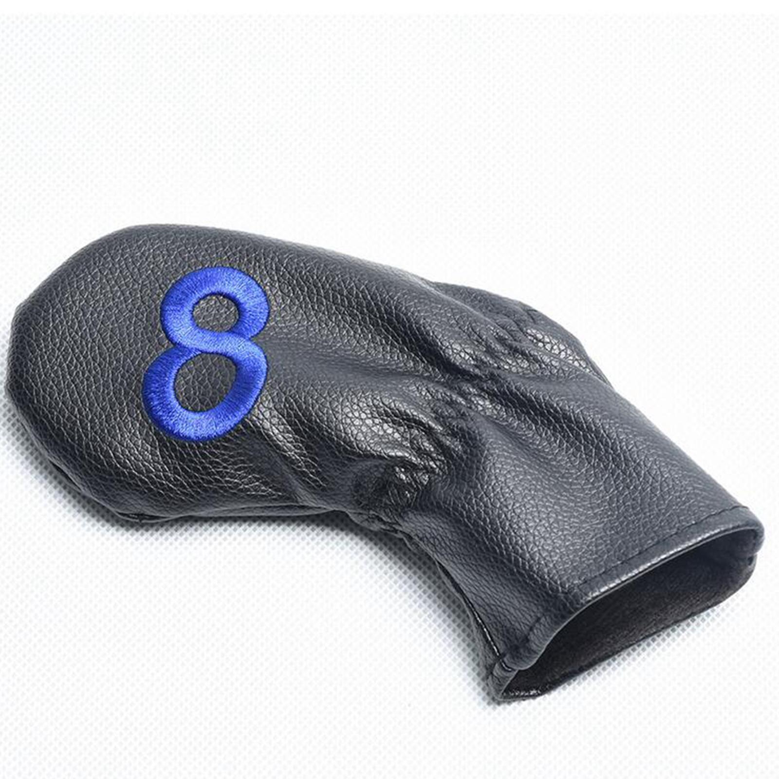 Leather Golf Irons Head Covers Embroidery Number, Golf Head Protector Guard