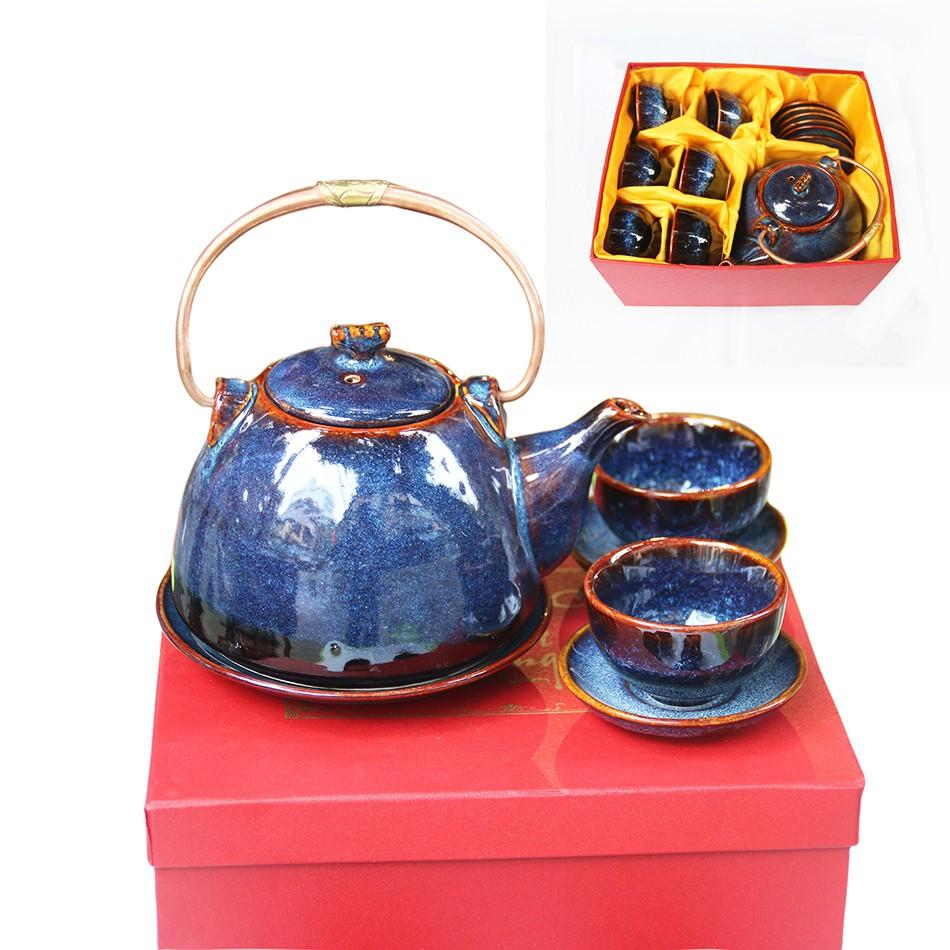 CÁC Bộ ấm pha trà men xanh hỏa biến CAO CẤP