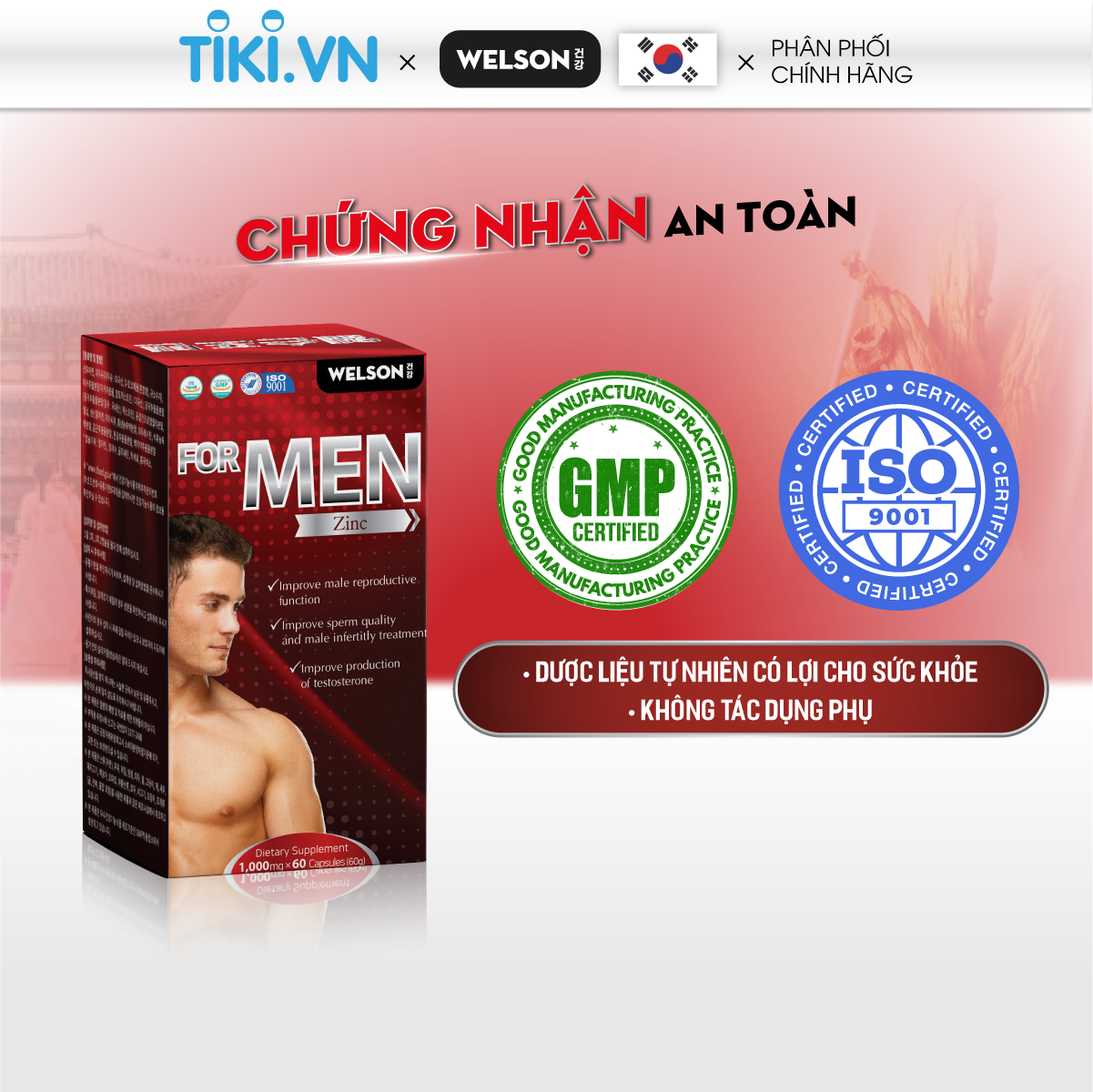 Combo 3 Hộp Tăng Cường Sinh Lý Nam Welson For Men hộp 60 viên