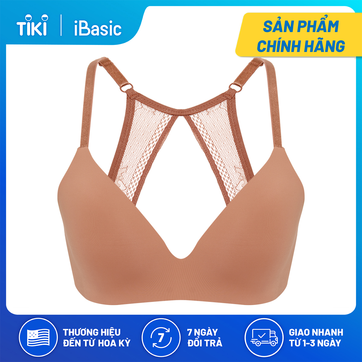 Áo ngực không gọng mút mỏng phối ren lưng iBasic BRAW142