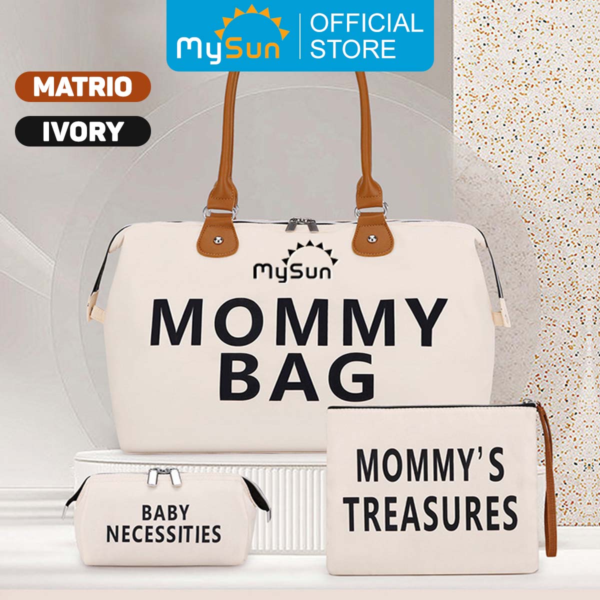 Bộ 3 túi đựng đồ cho mẹ bỉm sữa và em bé cỡ lớn MySun MamaTrio