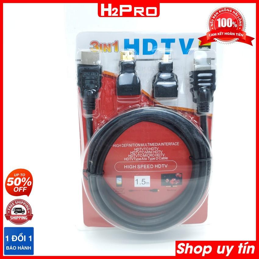 BỘ CHUYỂN TÍN HIỆU CỔNG HDMI 3 TRONG 1 CHO ĐẦU CHUẨN HDTV, HDMI sang mini HDMI và micro HDMI, dây dài 1m