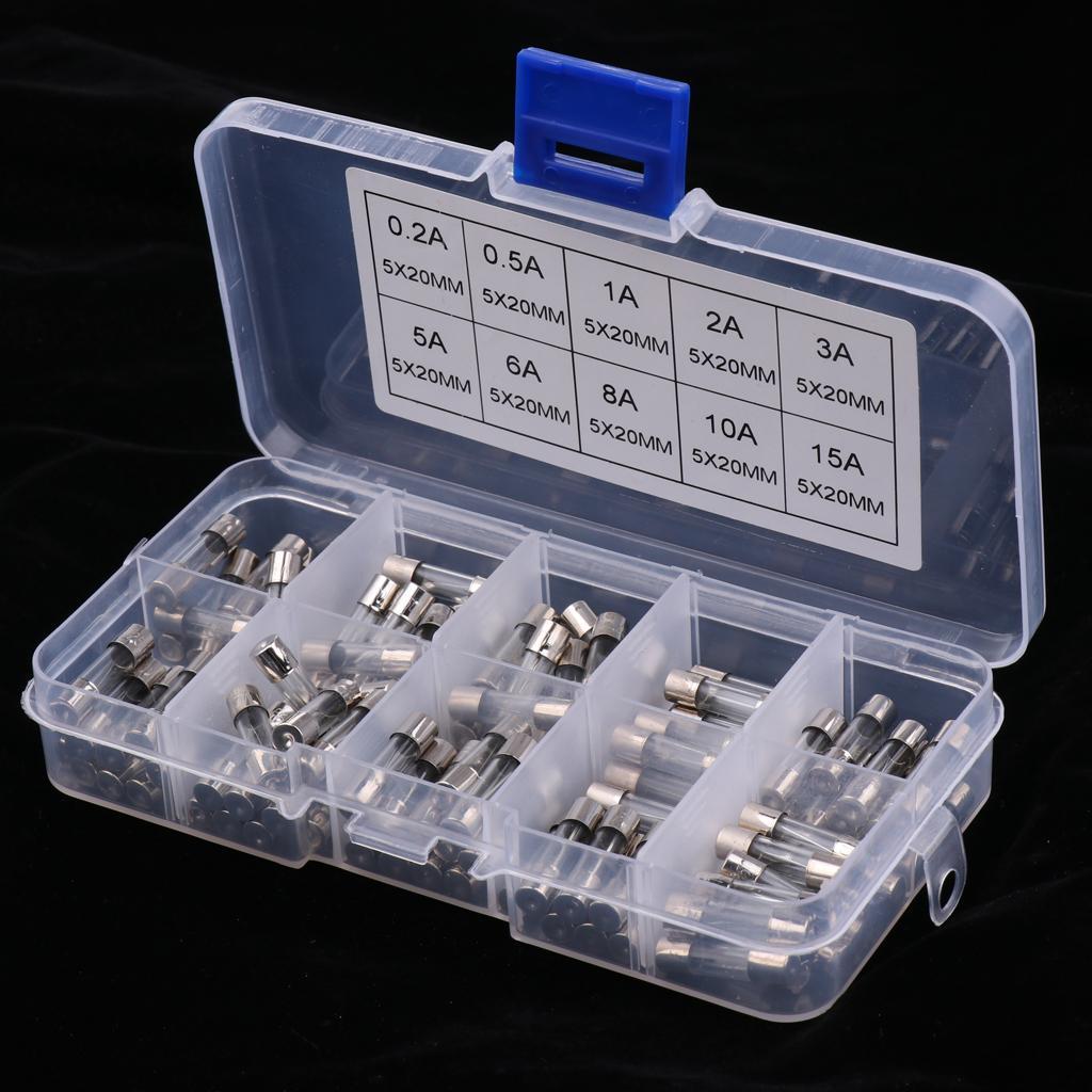 10x AGC Glass Holder Inline screw type 100Pcs Glass Tube Fuses Kit