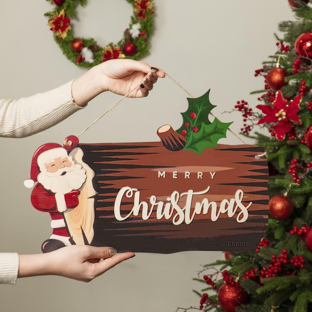 Bảng gỗ 3D cao cấp Ghome thiết kế Madein VN trang trí giáng sinh, bảng gỗ lớn treo cửa xinh xắn decor noel BGO22