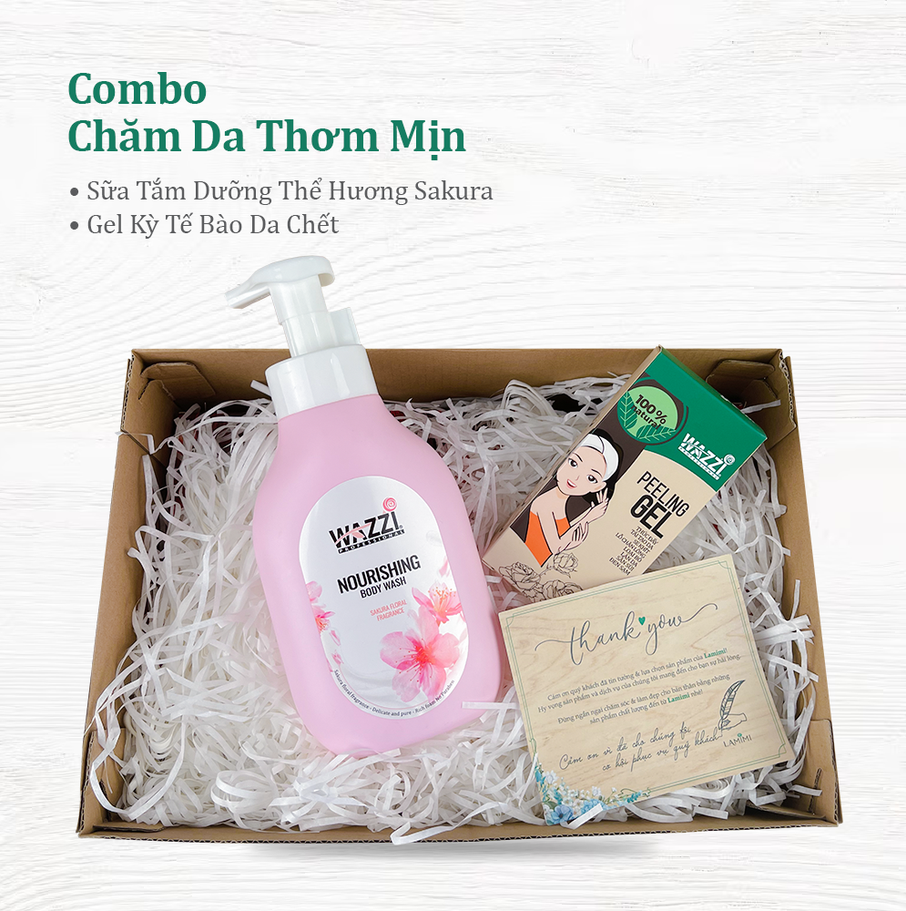 Combo Chăm Da Thơm Mịn (Sữa Tắm Hương Hoa Đào &amp; Gel Kỳ Body)