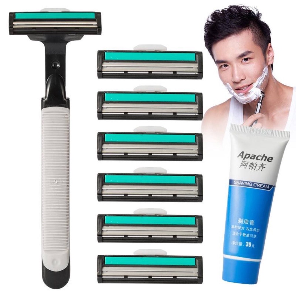 Set vĩ dao cạo râu 30 lưỡi  thay thế , kèm tuýp kem cạo râu cho nam an toàn và tiện lợi