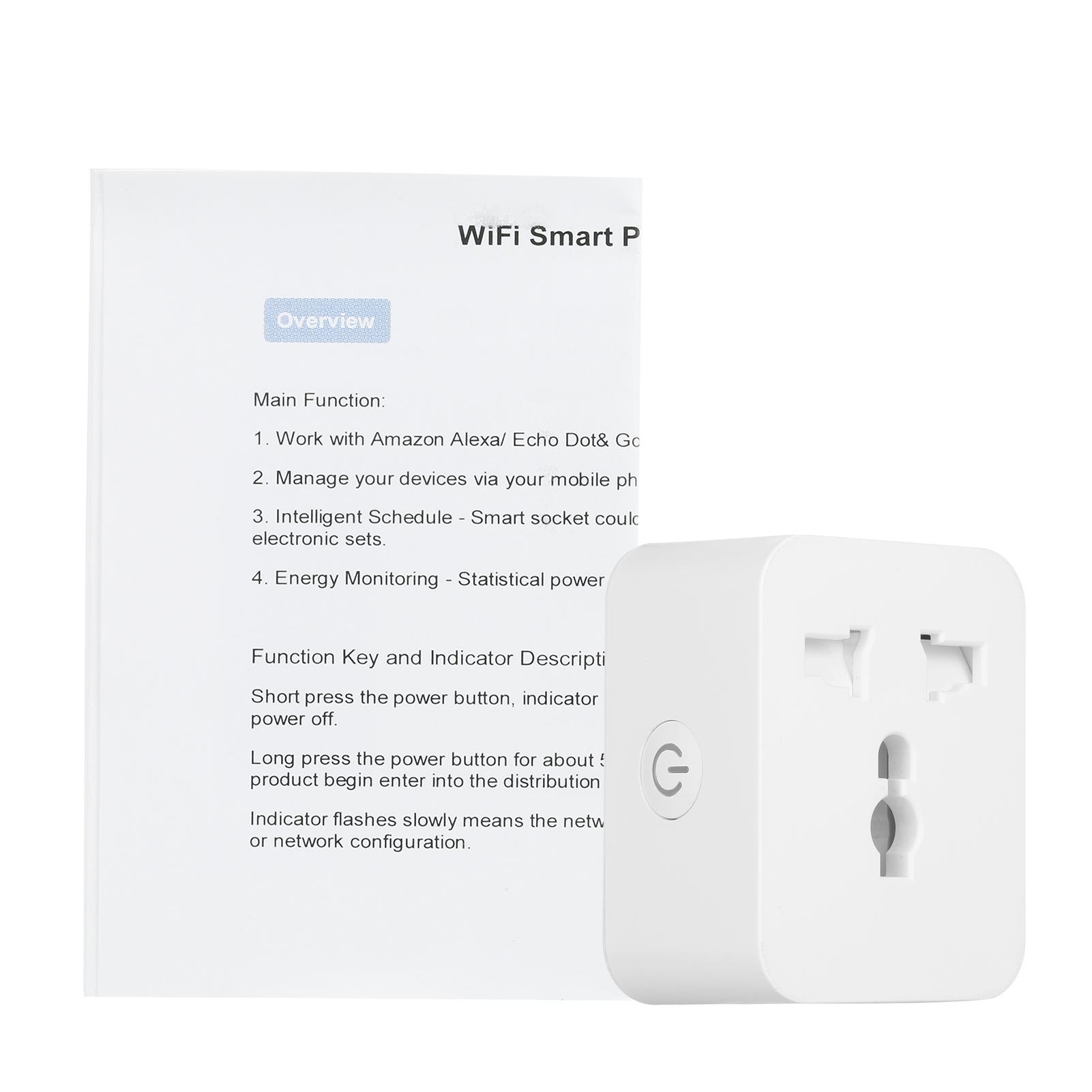 Universal WiFi Smart Plug Socket Compatible with Alexa Google Home No Hub Required APP Remote Control Timer Switch