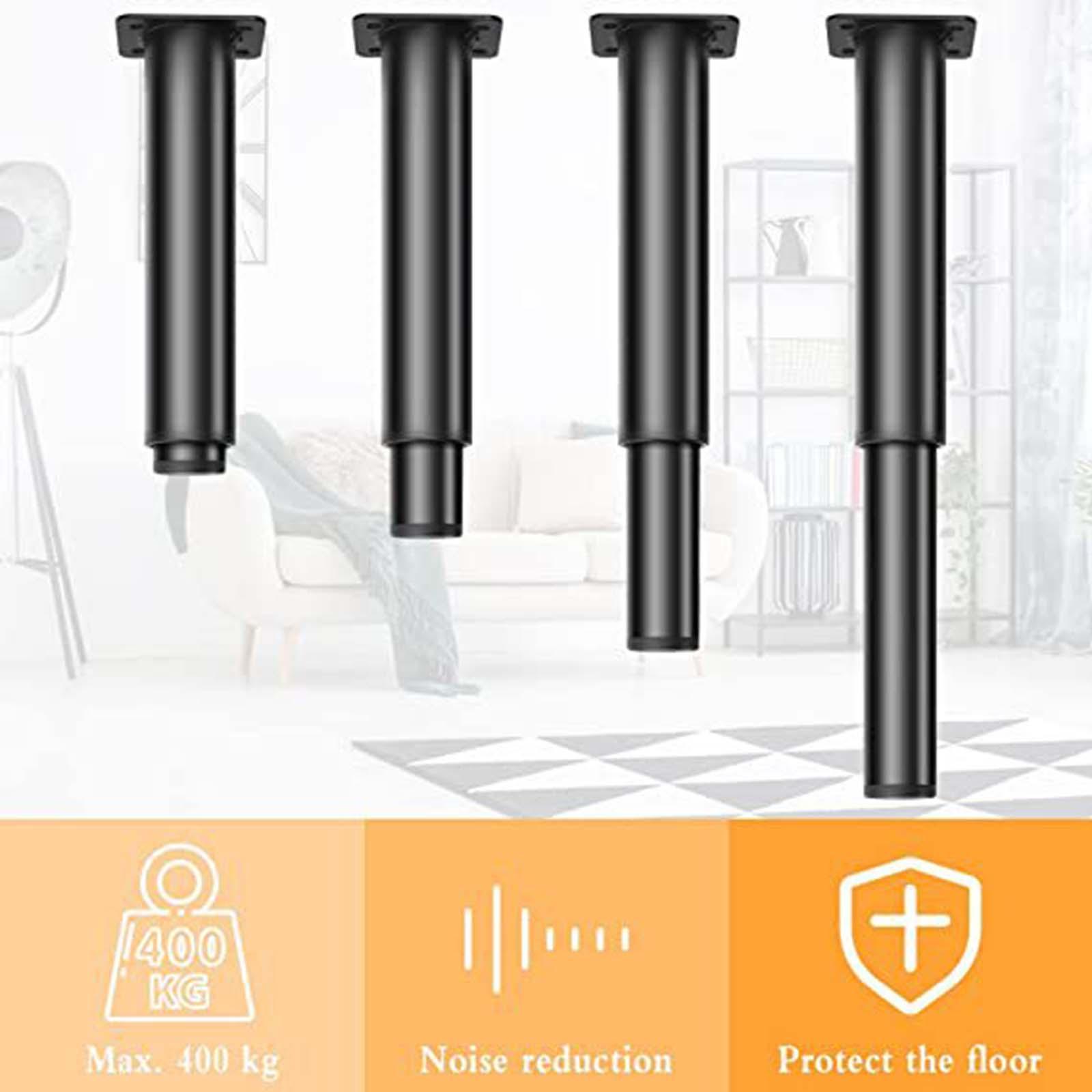 4 Pieces Bed Leg Support Feet Adjustable Height Replacement Leg Heavy Duty Steel Adjustable Leg for Table for Dressing Table Furniture Sofa