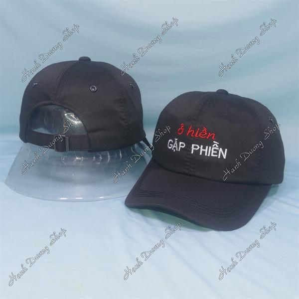 Nón kết thêu chữ Ở Hiền Gặp Phiền có khóa tăng giảm size phía sau - Đen