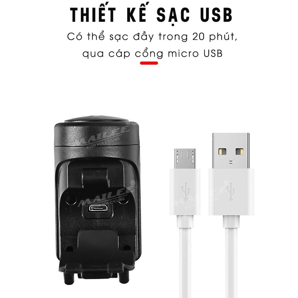 Hình ảnh Còi Chuông Xe đạp EH-03 120dB sạc USB có chế độ chống trộm, 4 âm thanh điều chỉnh dung lượng 200mAh pin chờ 180 ngày - Mai Lee
