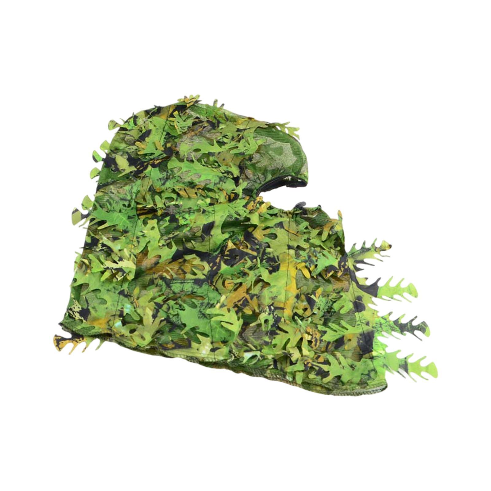 Leaf Camouflage Face Mask, Ghillie Hood, Eye Hole, Lightweight Camo Face Cover, Breathable Headwear for Hunting Shooting Men Women Hunting Gear