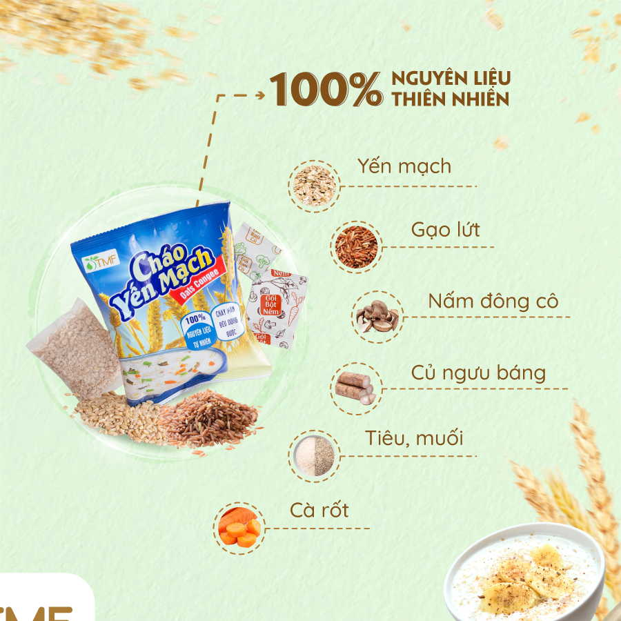 Cháo yến mạch gạo lứt ly TÂM MINH FOODS dinh dưỡng ăn liền tiện lợi