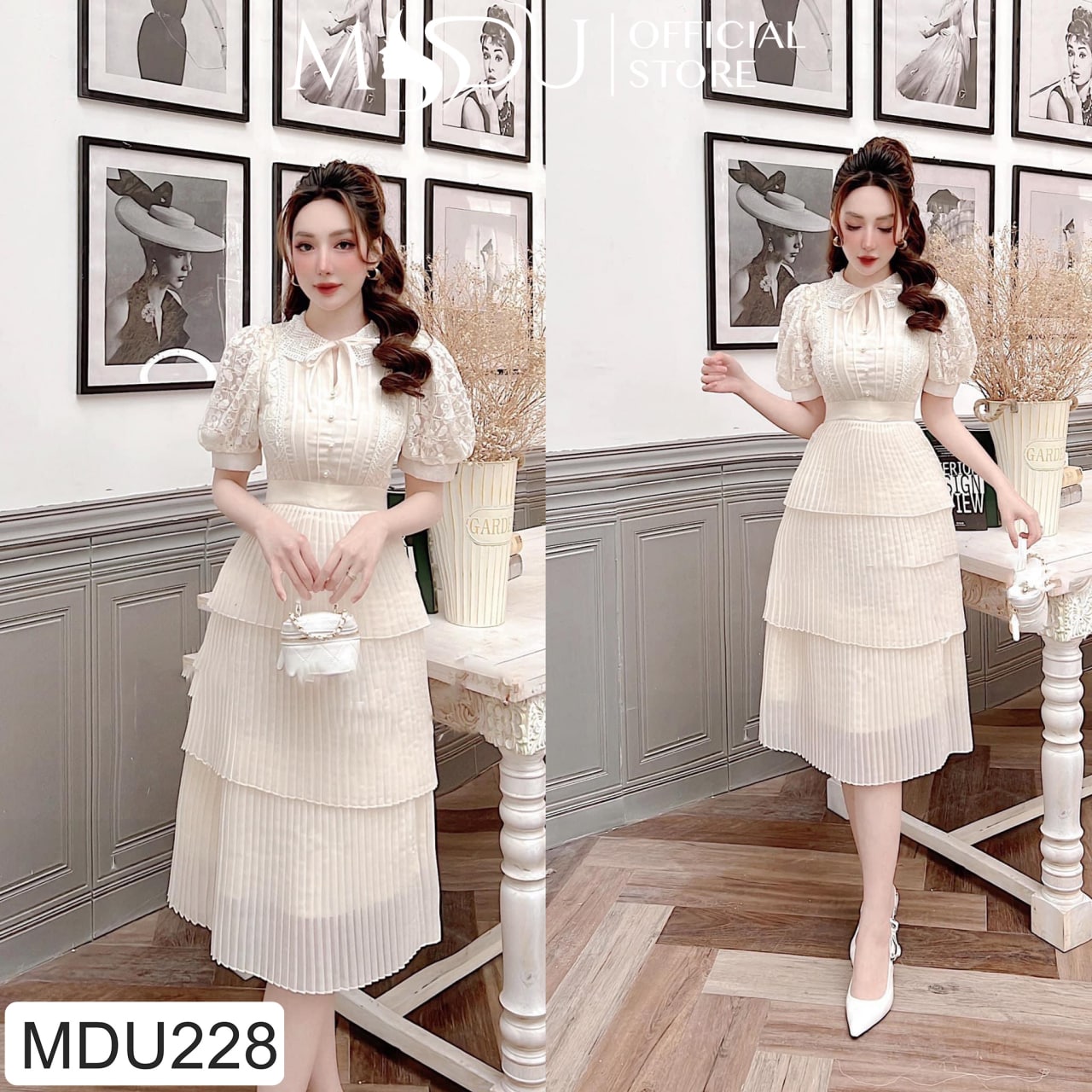 Đầm dự tiệc thiết kế cổ tròn thắt nơ MDU228 - GLADY DESIGN  [kèm ảnh thật