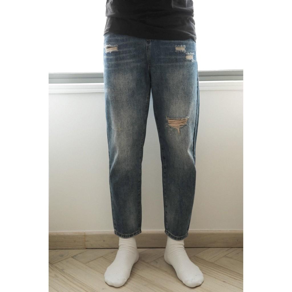 Quần jean nam Americus Gosani phom suôn thoải mái, xước rách nhẹ &amp; wash sành điệu