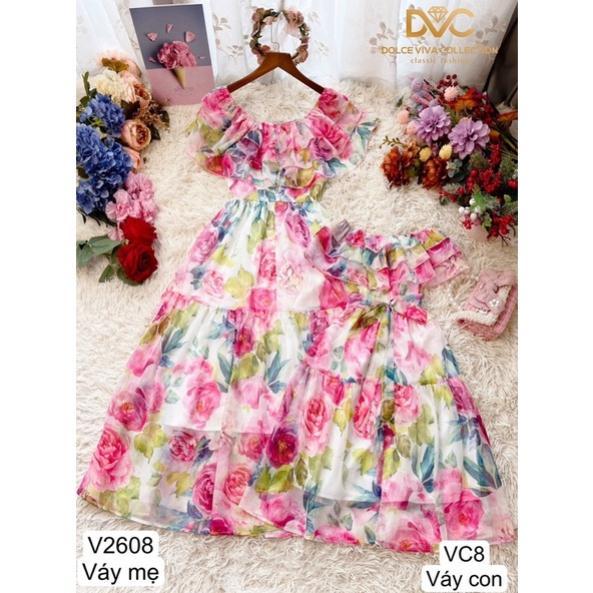 VÁY HOA MAXI TRỄ VAI V2608 Đẹp Shop DVC - (Kèm vieo và ảnh trải sàn)