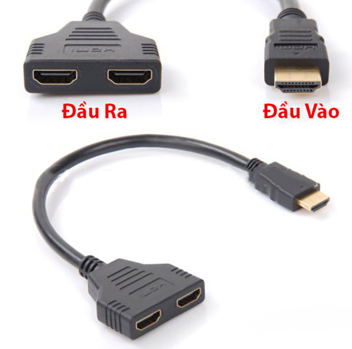 Cáp Chia HDMI 2 Cổng Cho PC Laptop HDMI Splitter Port ( Cáp HDMI Cáp Chuyển Đổi Tín Hiệu HDMI To HDMI 1 In 2 Out Hàng Chính Hãng )