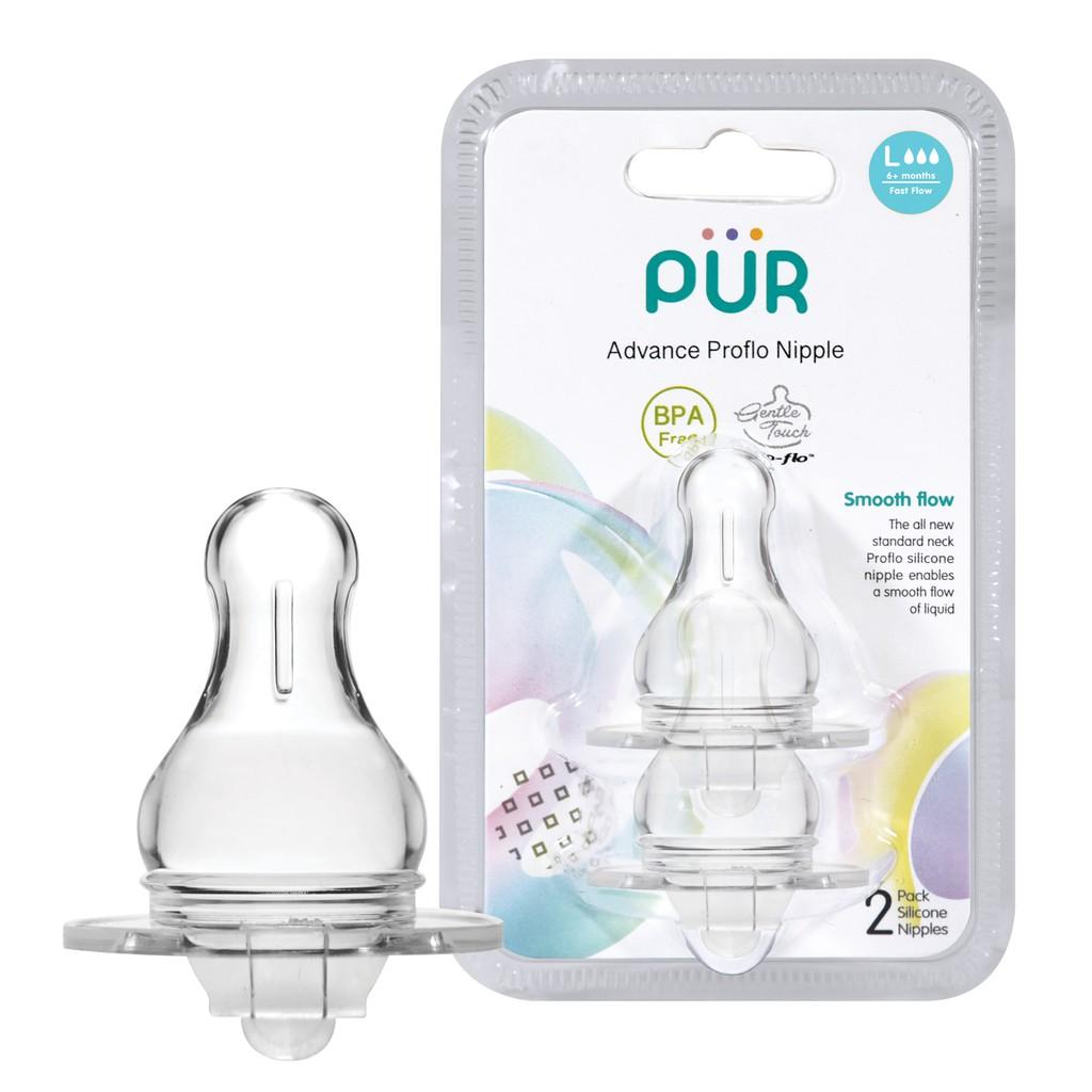 Combo 1 bình Pur Advanced 250ml + 1 vỉ núm size L - Tặng gói khăn ướt Pur 20 tờ