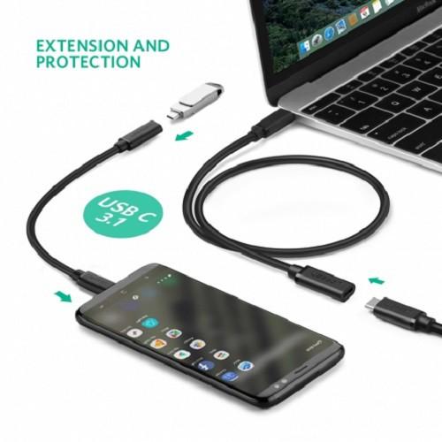 Dây USB Type-C nối dài 0.45m màu đen 40574- Hàng chính hãng Ugreen