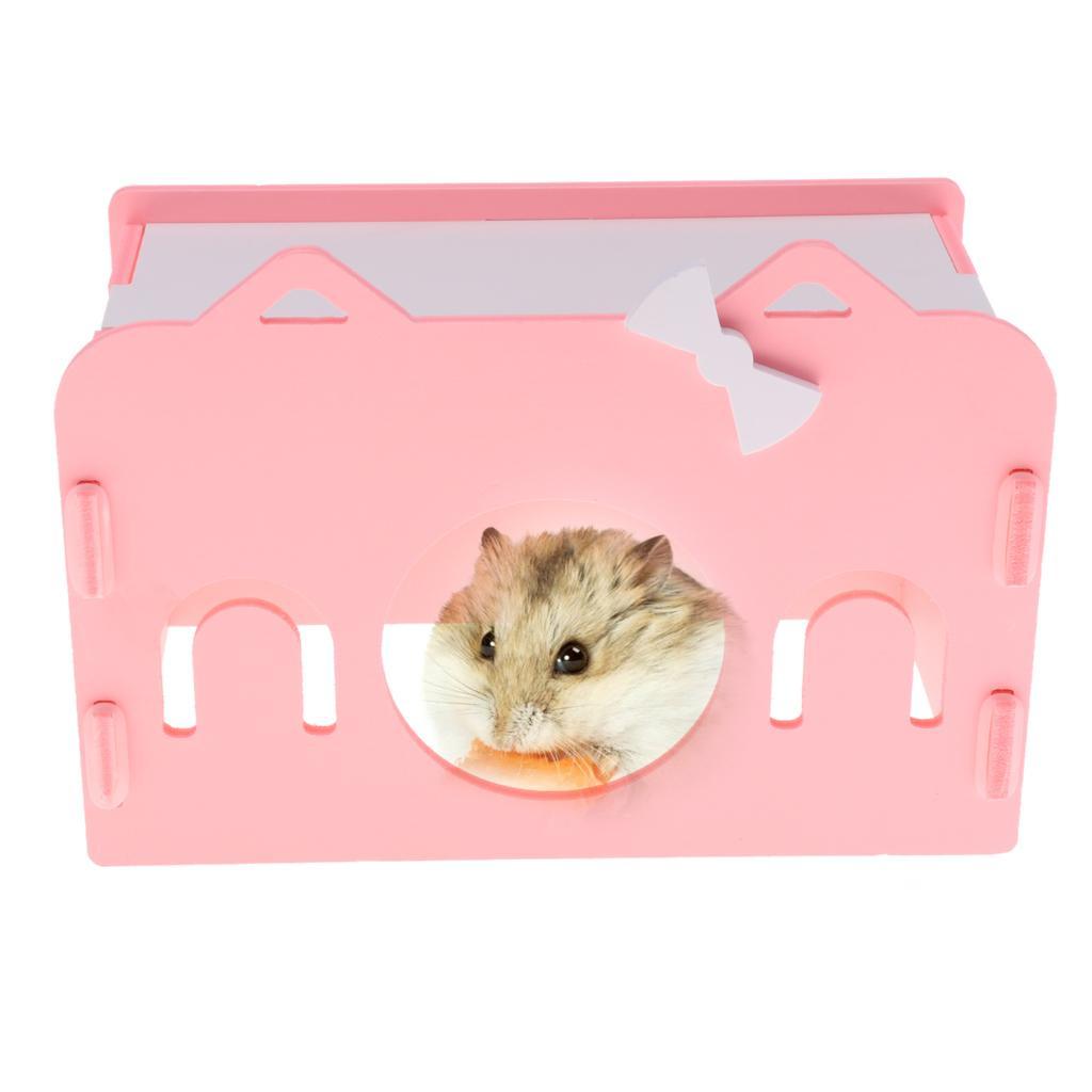 Small Animals Hamster Mice Mouse Wooden House Cute Toy Pet Supplies - Pink