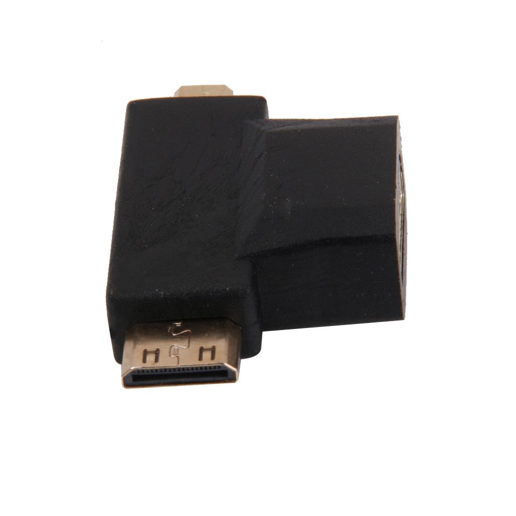 3in1 HDMI Female to Mini HDMI Male to Micro HDMI Male Adapter Connector