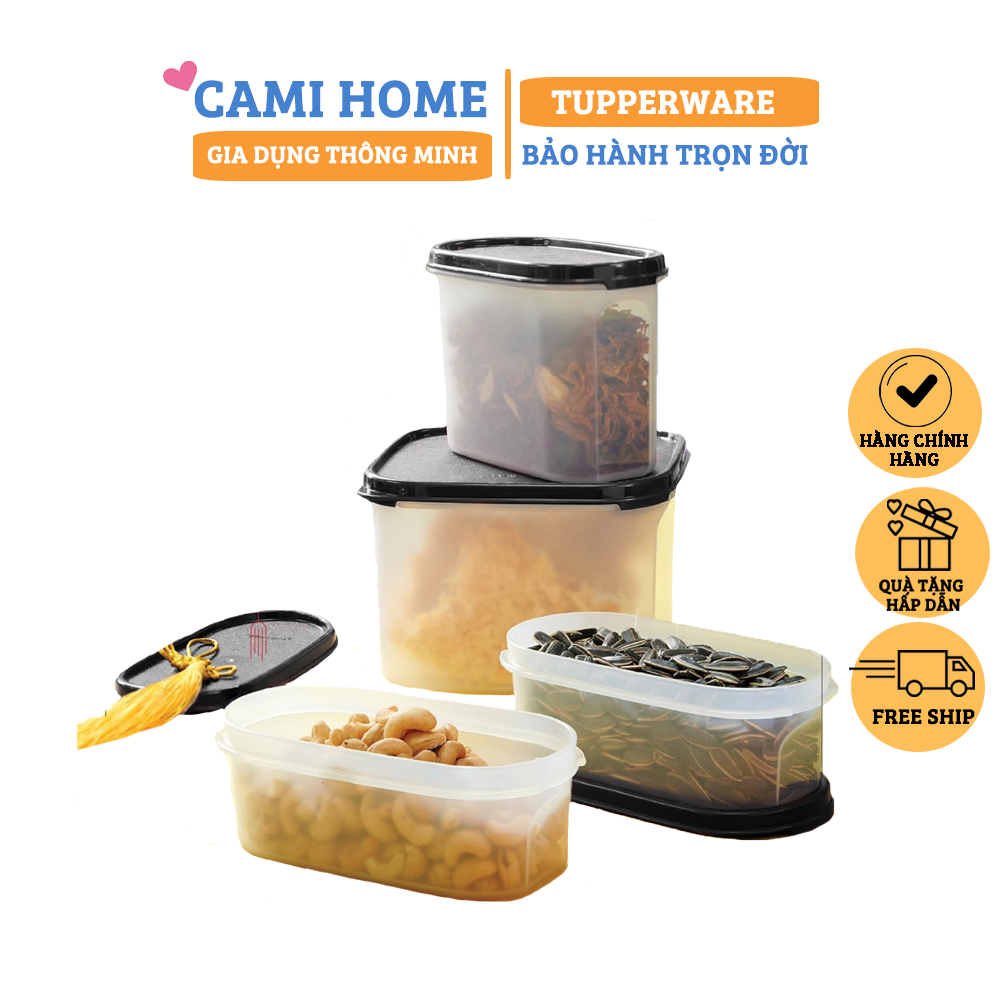 Bộ Hộp Kệ Bếp Modular Mates Started Set 4 Chính Hãng Tupperware, Bộ Trữ Khô Nhựa Nguyên Sinh An Toàn