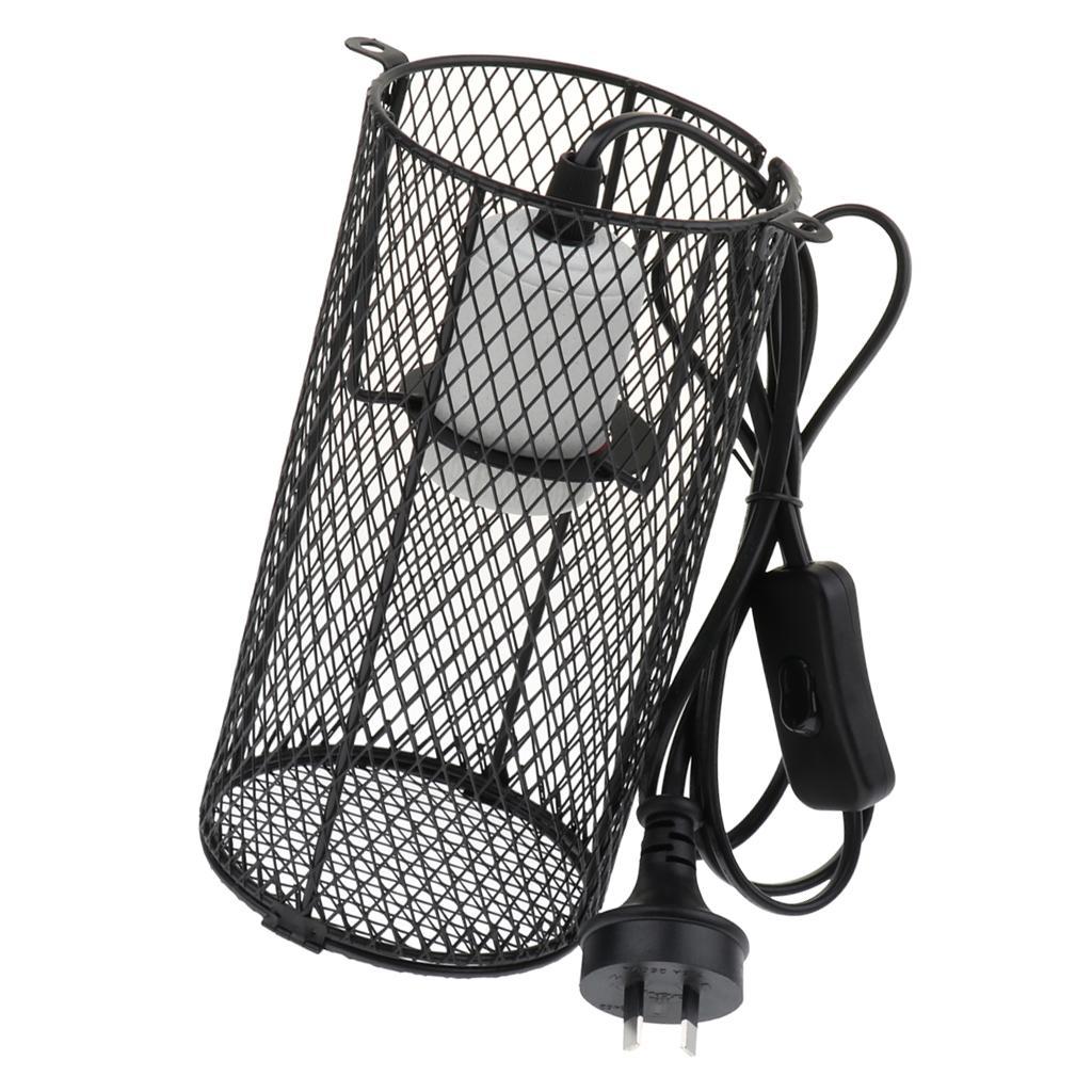 2x Reptile Terrarium Heat Lamp Light Bulb Anti-Scald Lampshade Cage Fixture