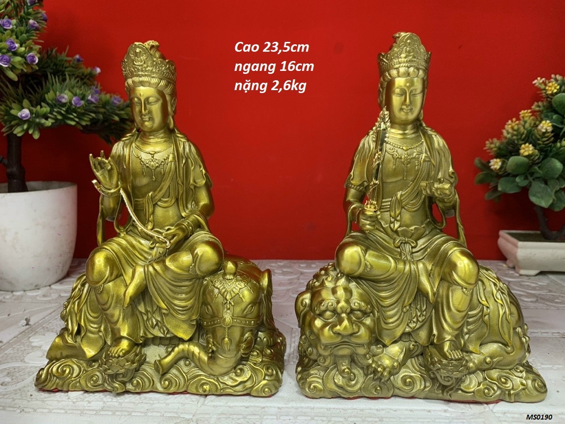 Cặp tượng Văn Thù bồ tát và Phổ Hiền bồ tát bằng đồng MS113