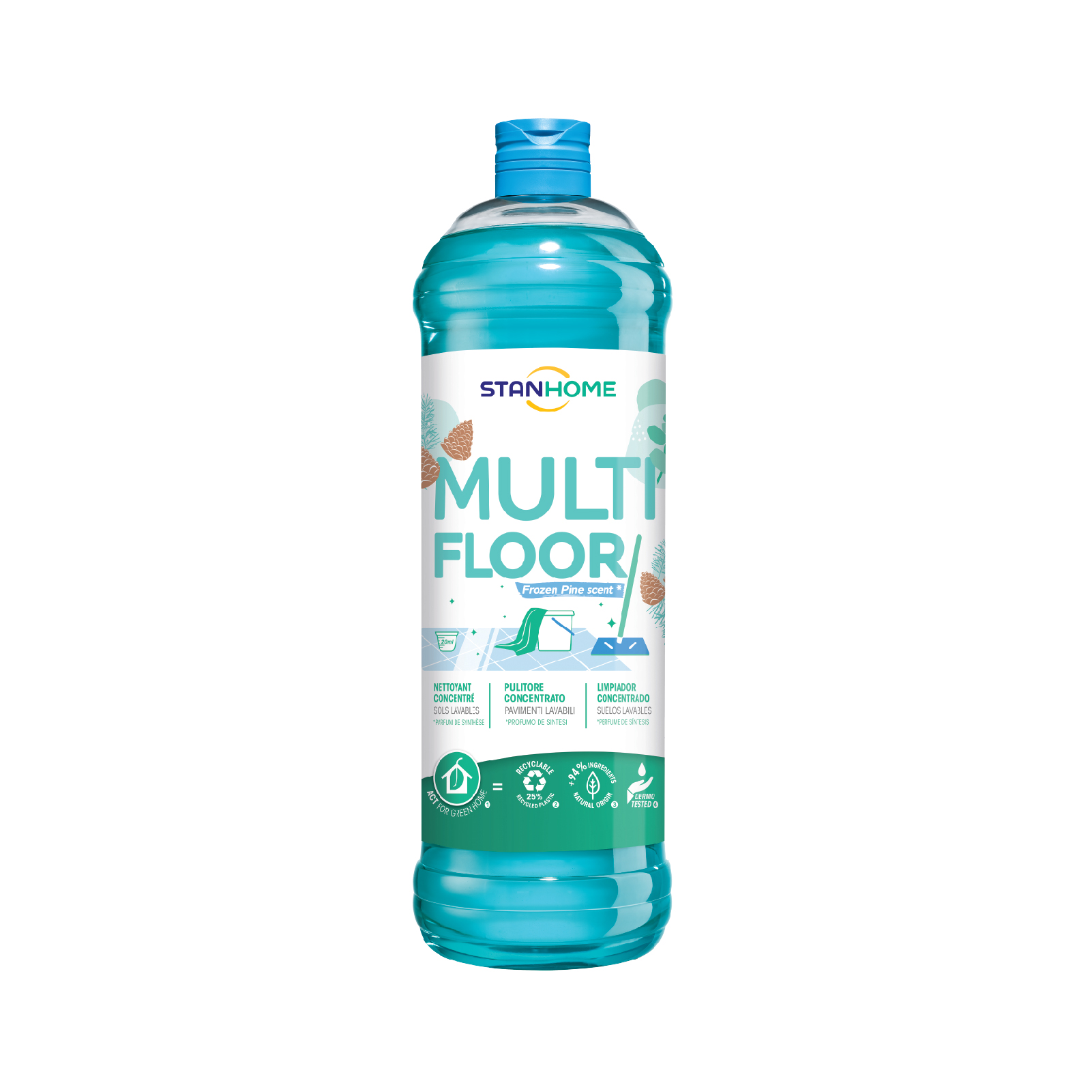 Nước lau sàn đậm đặc hương tuyết tùng nguyên liệu tự nhiên Stanhome Multi Floor Frozen Pine 1000ml